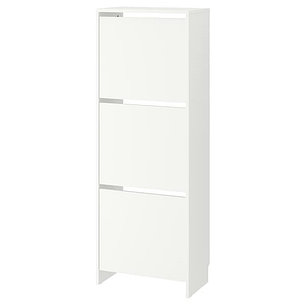 Шкаф для обуви 3 отделения БИССА белый ИКЕА, IKEA, фото 2