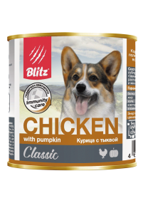 Влажный корм для собак всех пород и возрастов Blitz Chicken&Pumpkin с курицей и тыквой