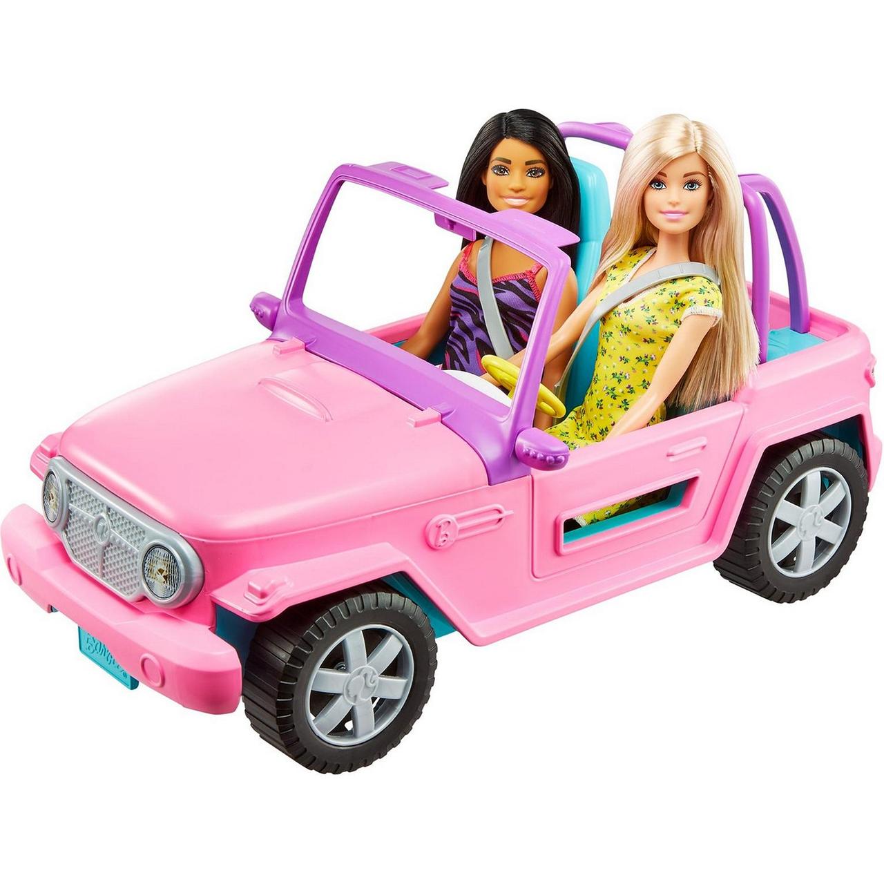 Barbie Игровой набор Кукла Барби с подругой в розовом джипе
