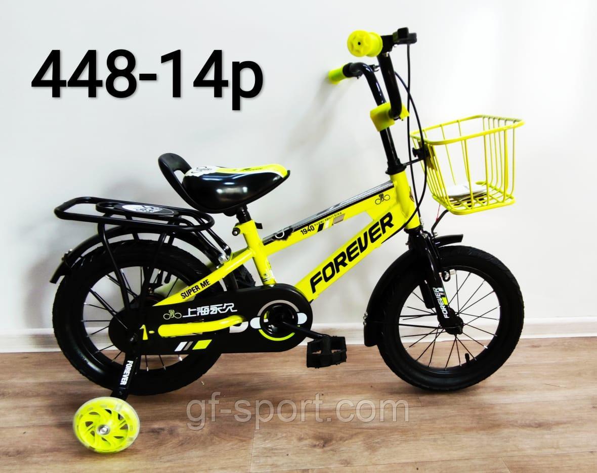 Велосипед Forever салатовый оригинал детский с холостым ходом 14 размер