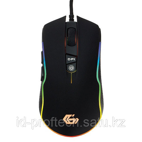 Мышь игровая Gembird MG-700, USB, черный, 2500 DPI, 6 кнопок, подсветка 16млн. цветов, ПО, кабель тканевый