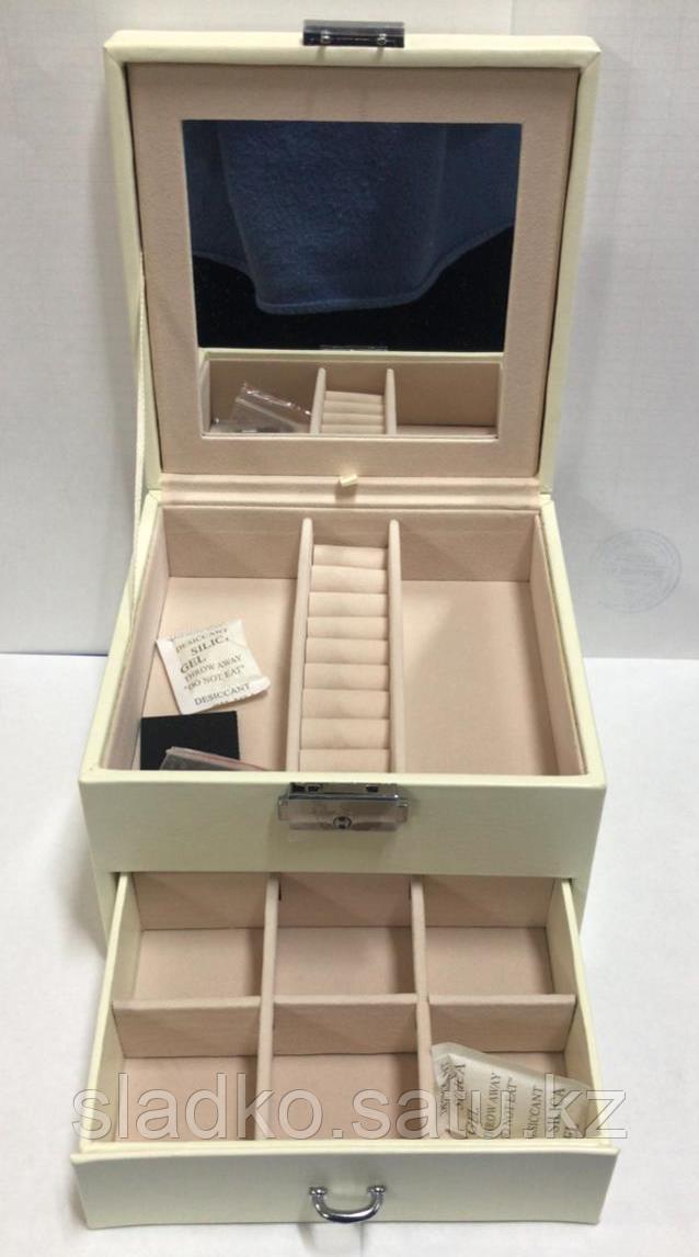 Кейс шкатулка органайзер для драгоценностей украшений 2 яруса розовая - фото 5 - id-p80645608