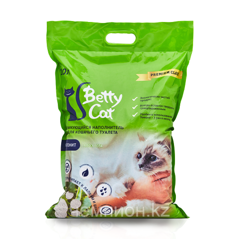 Betty Cat, комкующийся наполнитель для кошачьего туалета с ароматом алое вера, 10л.(8 кг)