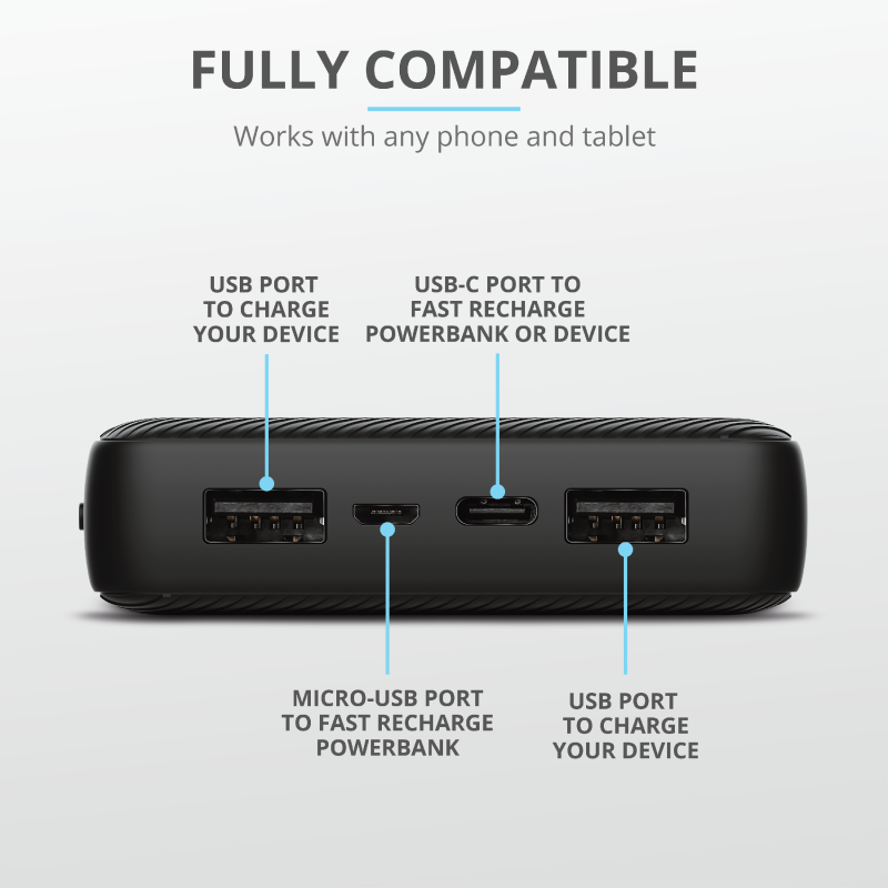 Trust Primo Зарядное устройство POWERBANK 20000 mAh - BLACK - фото 2 - id-p89316919