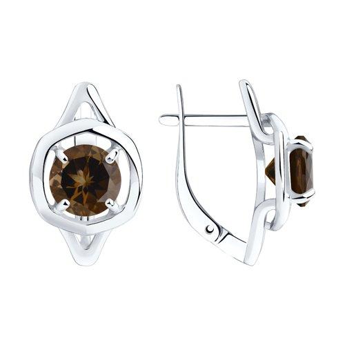 Серьги DIAMANT ( SOKOLOV ) серебро с родием, раух-топаз 94-320-00552-3