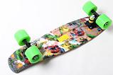 Скейт Penny Board {Пенни Борд} с подсветкой колёс на алюминиевой платформе (Фиолетовый / С принтом), фото 3