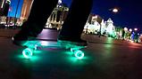 Скейт Penny Board {Пенни Борд} с подсветкой колёс на алюминиевой платформе (Фиолетовый / С принтом), фото 4