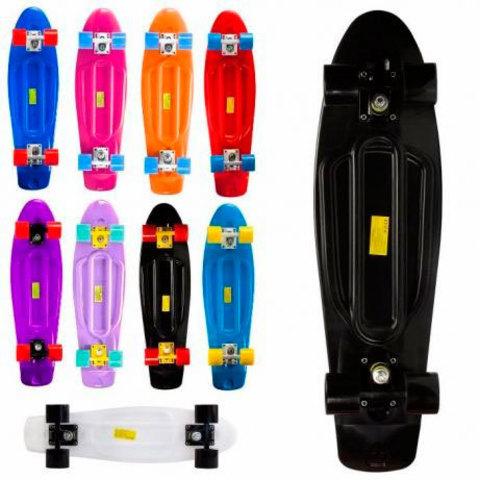 Скейт Penny Board {Пенни Борд} с подсветкой колёс на алюминиевой платформе (Фиолетовый / С принтом) - фото 6 - id-p89317866