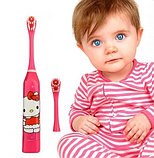 Зубная щетка детская электроимпульсная массажная SONIC Soft с запасной насадкой (Hello Kitty), фото 4