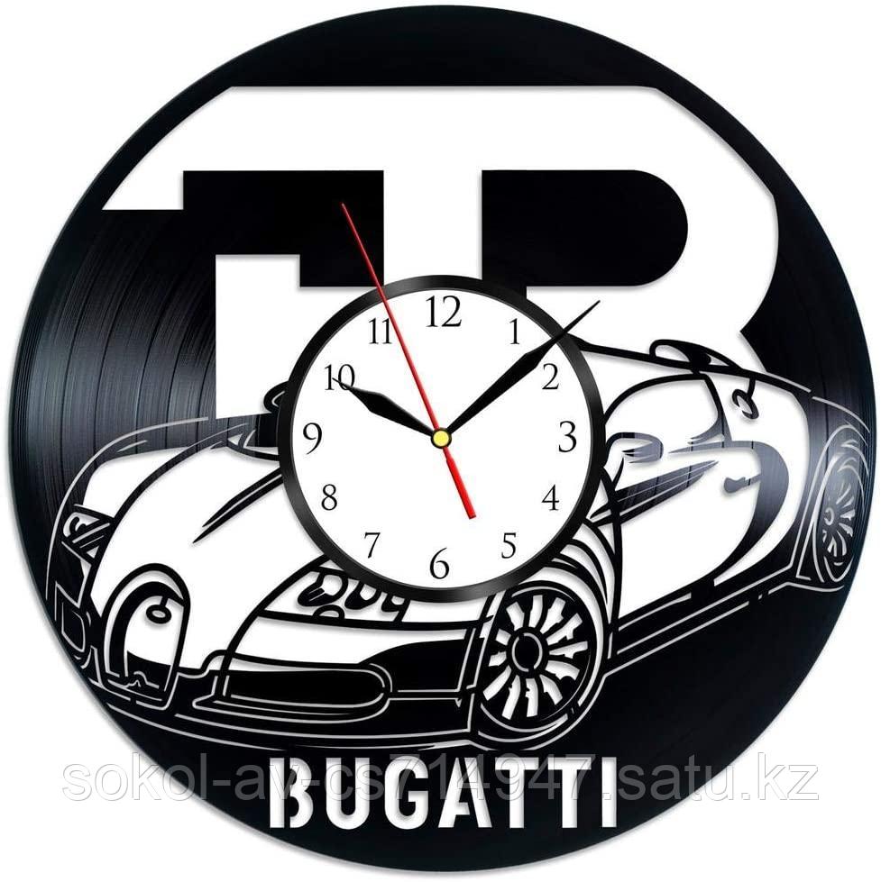 Настенные часы из пластинки авто Bugatti Бугатти, подарок владельцу, фанату, любителю, 0134