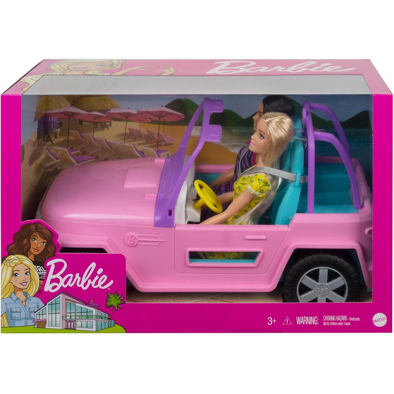 Barbie Игровой набор Кукла Барби с подругой в розовом джипе