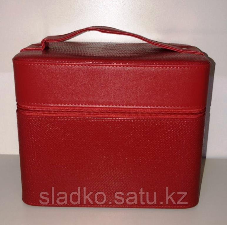 Кейс шкатулка органайзер для косметики и украшений малиновый чемоданчик - фото 3 - id-p89345115