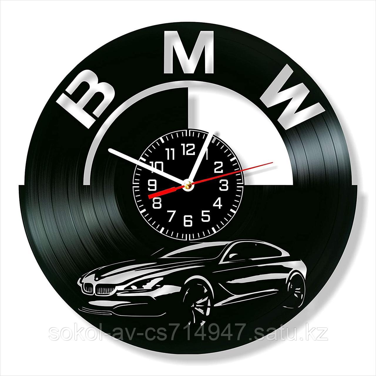 Настенные часы из пластинки BMW БМВ, подарок владельцам, фанатам, любителям, 0013