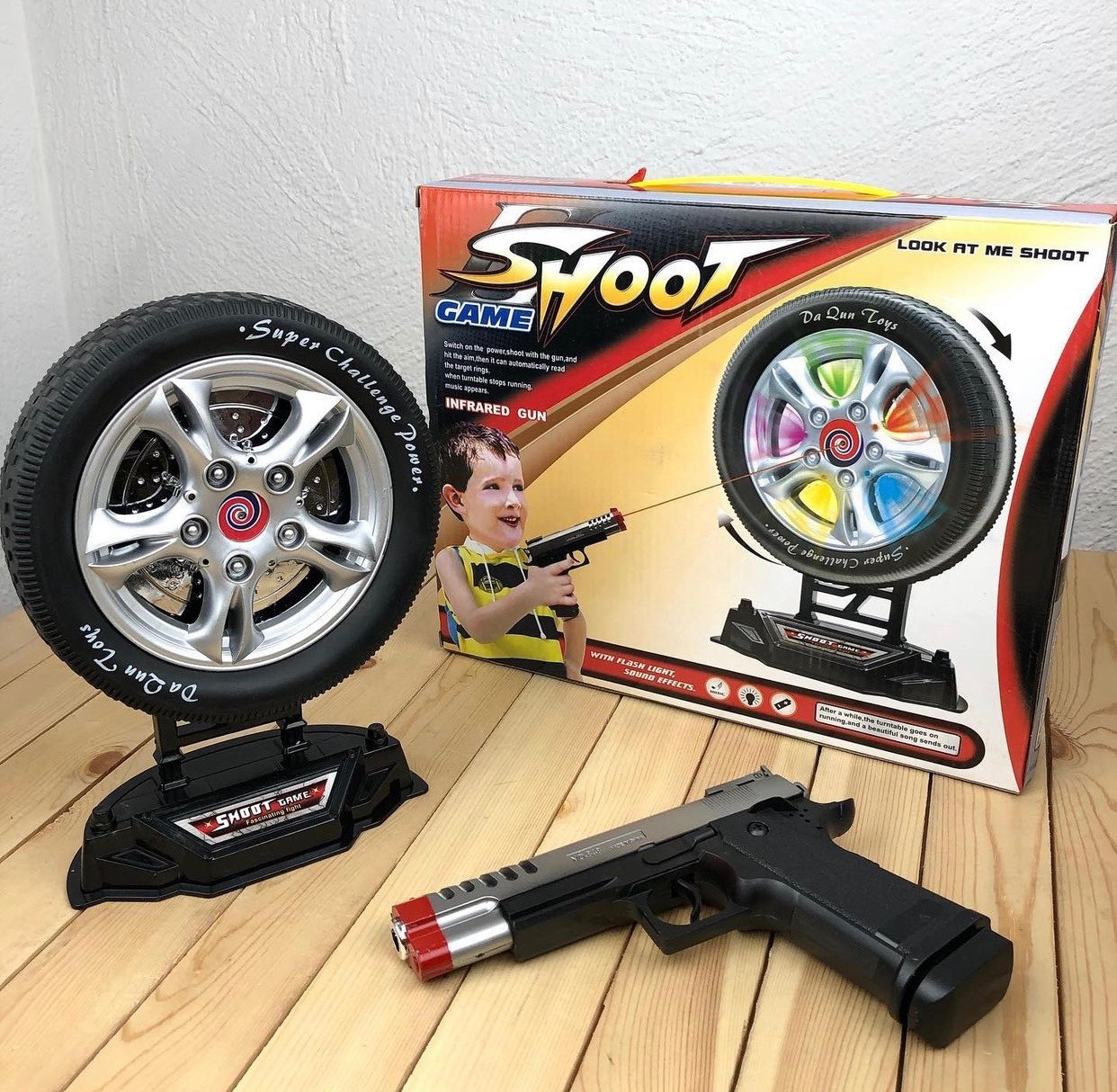 Электронный тир «Колесо удачи» Shoot game крутящееся колесо с пистолетом в комплекте (свет, звук)