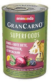 Консервы Grand Carno Superfoods с говядиной + свекла, ежевика, одуванчик для взрослых собак 400гр