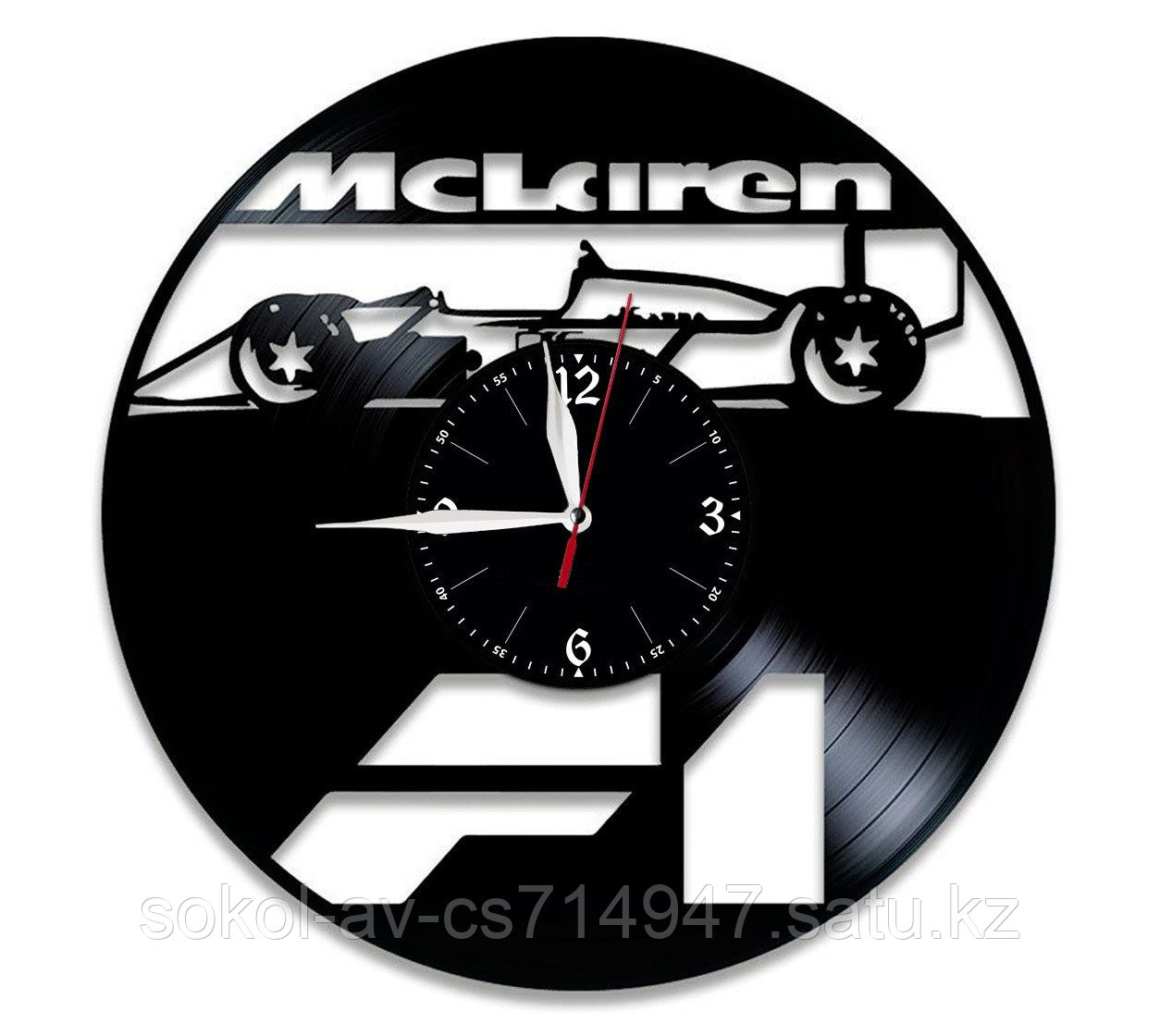 Часы из пластинки, авто McLaren Макларен Формула 1 Formula 1, подарок фанатам, любителям, 0393