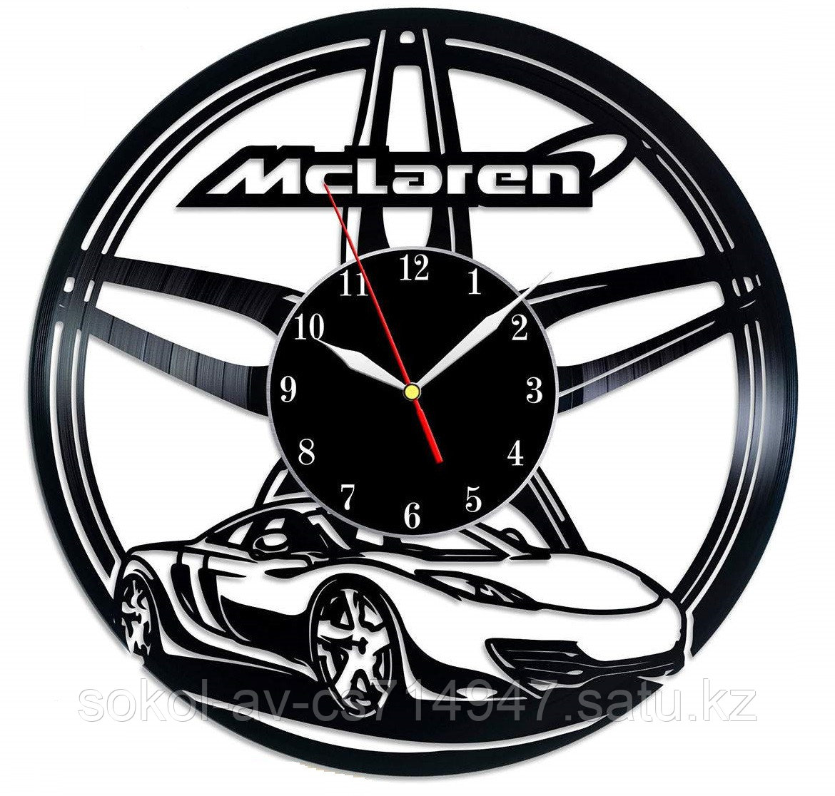 Настенные часы из пластинки, авто McLaren Макларен, подарок фанатам, любителям, 0395