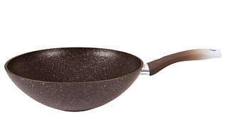 Сковорода wok (классическая) 280/95мм с ручкой, (кофейный мрамор)