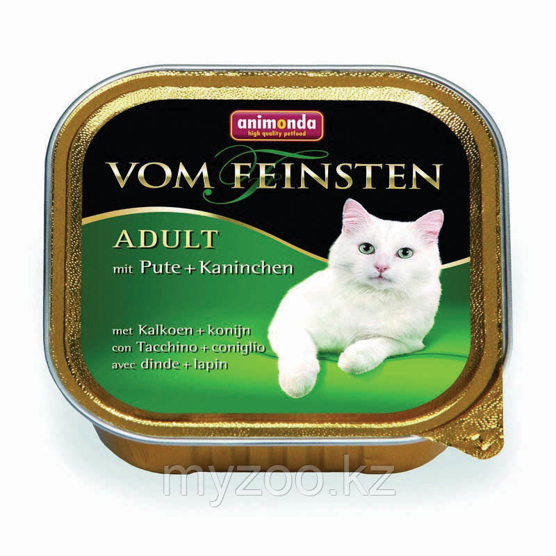 Консервы VOM FEINSTEN ADULT с индейкой и кроликом д/взрослых кошек.