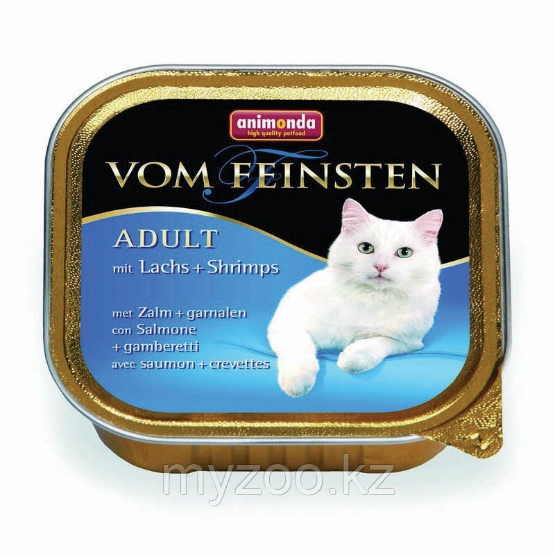 Консервы VOM FEINSTEN ADULT с лососем креветками д/взрослых кошек.