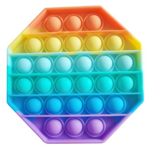 Pop it Fidget Сенсорная игрушка антистресс Вечная пупырка, Восьмиугольник Радужный