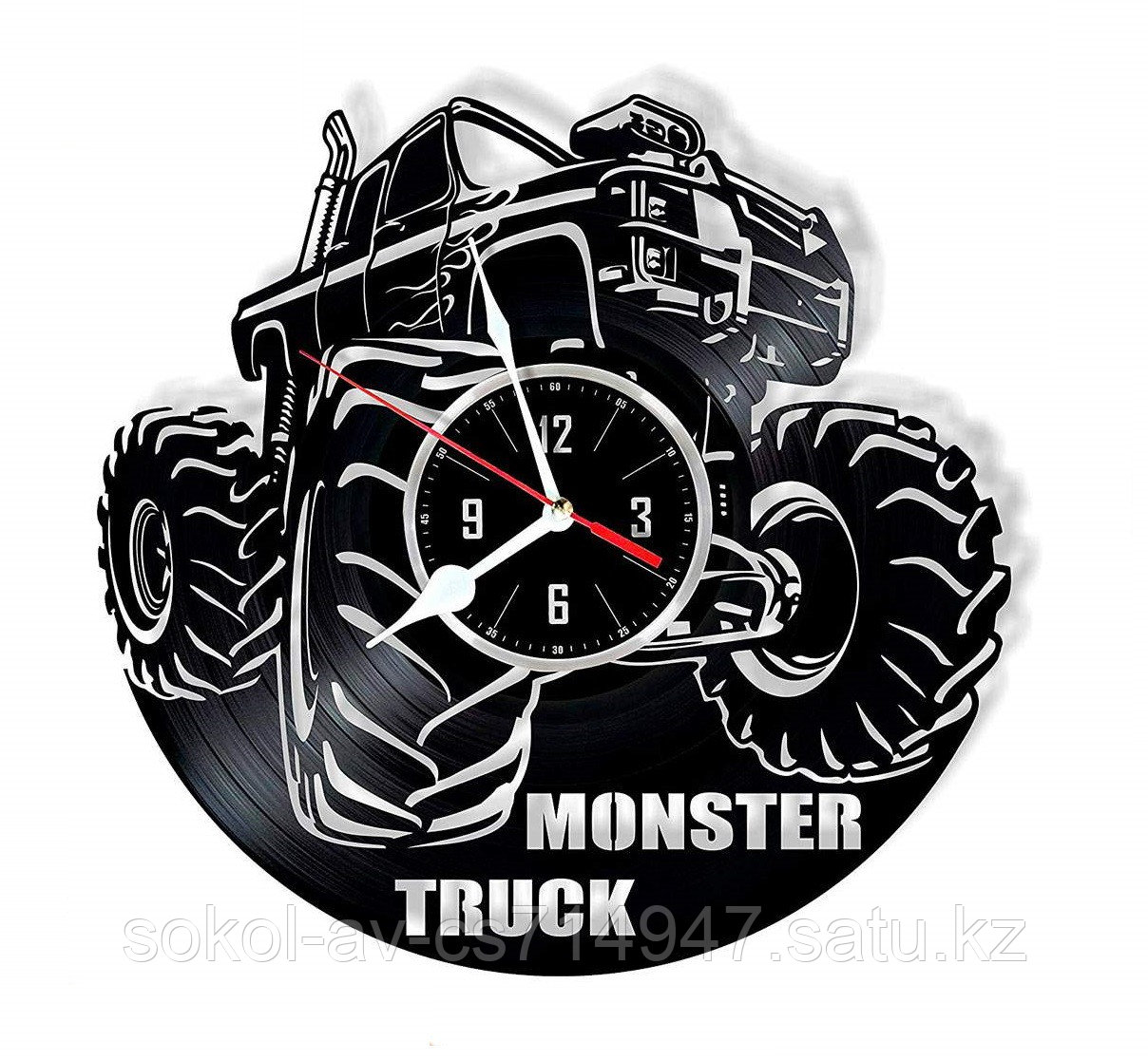 Настенные часы из пластинки, Monster Truck Монстр-трак, подарок фанатам, любителям, 0141