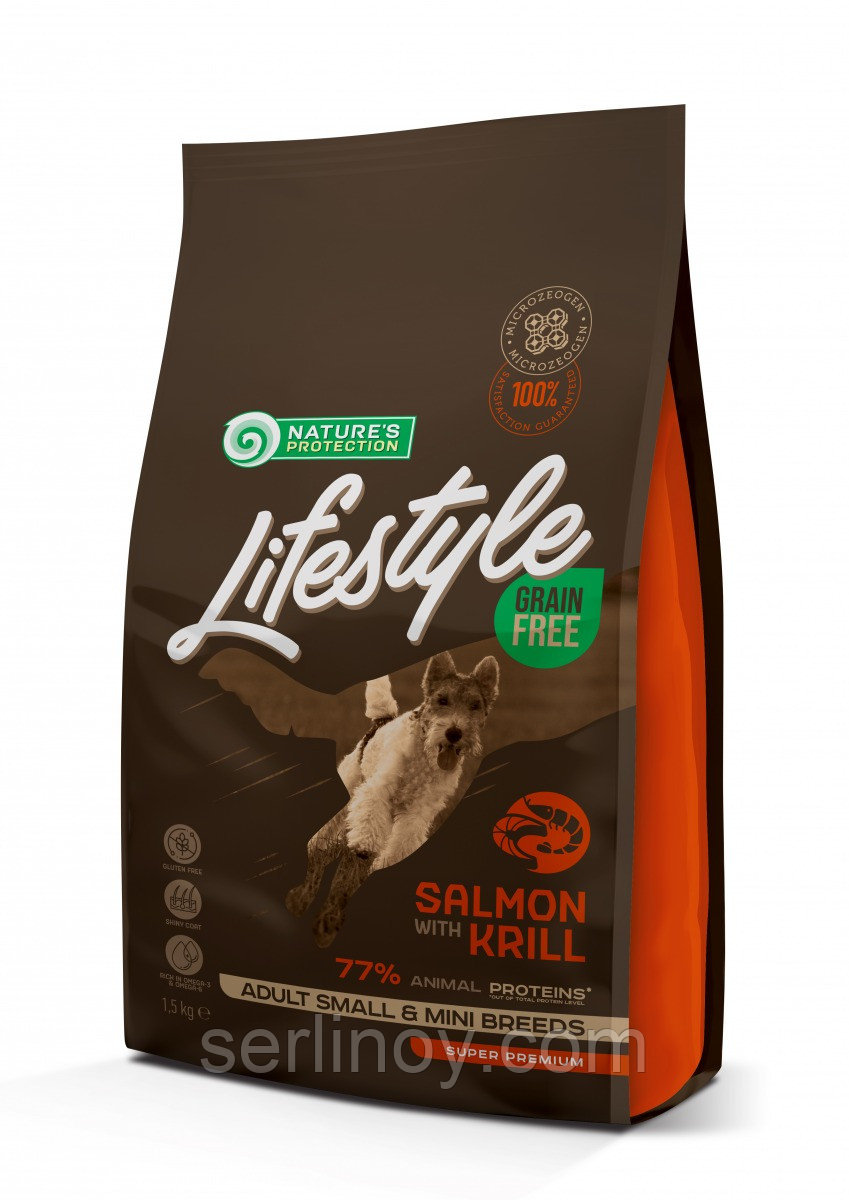 Сухой корм для собак миниатюрных и мелких пород Nature's Protection Lifestyle Grain Free Adult Salmon&Krill