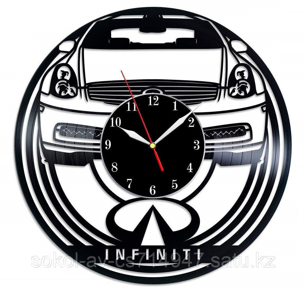 Настенные часы из пластинки авто Infiniti Инфинити, подарок владельцу, фанатам, любителям, 0111