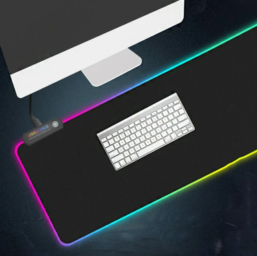 Коврик для для мышки клавиатуры и компьютеров игровой с RGB подсветкой 80х31 см Rasure черный - фото 5 - id-p89402734