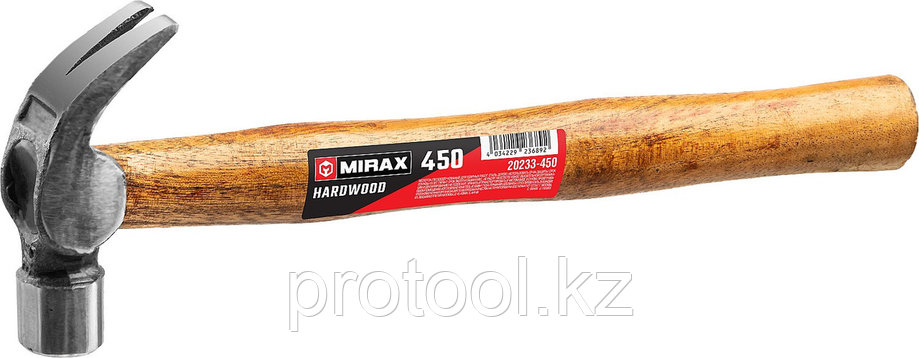 Молоток-гвоздодёр, деревянная рукоятка MIRAX 450 г, фото 2