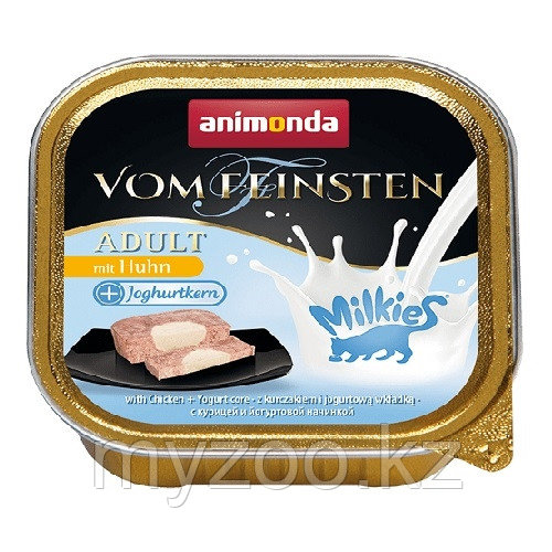 Консервы VOM FEINSTEN + MILKIES с курицей и изумительной йогуртовой начинкой д/взрослых кошек.