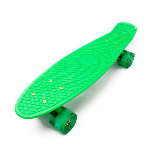 Скейт Penny Board {Пенни Борд} с подсветкой колёс на алюминиевой платформе (Салатовый / С принтом) - фото 7 - id-p89404094