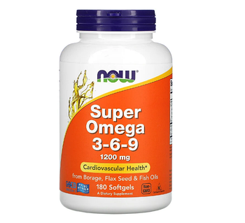 Now Foods, суперомега 3-6-9, 1200 мг, 180 капсул