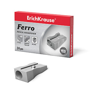 Металлическая точилка ErichKrause® Ferro, цвет корпуса серебряный (в коробке по 24 шт.)