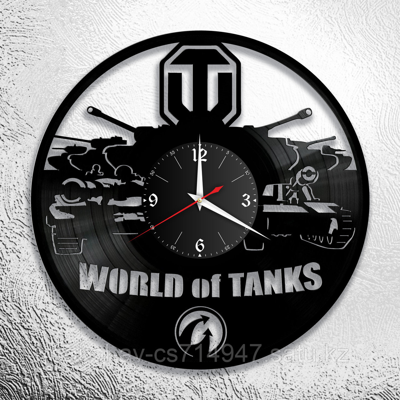 Настенные часы из пластинки, World of tanks Мир танков, подарок фанатам, любителям, 0340