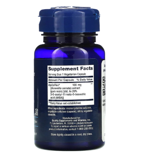 Life Extension, 5-LOX блокатор с ApresFlex, 100 мг, 60 вегетарианских капсул - фото 2 - id-p89538692