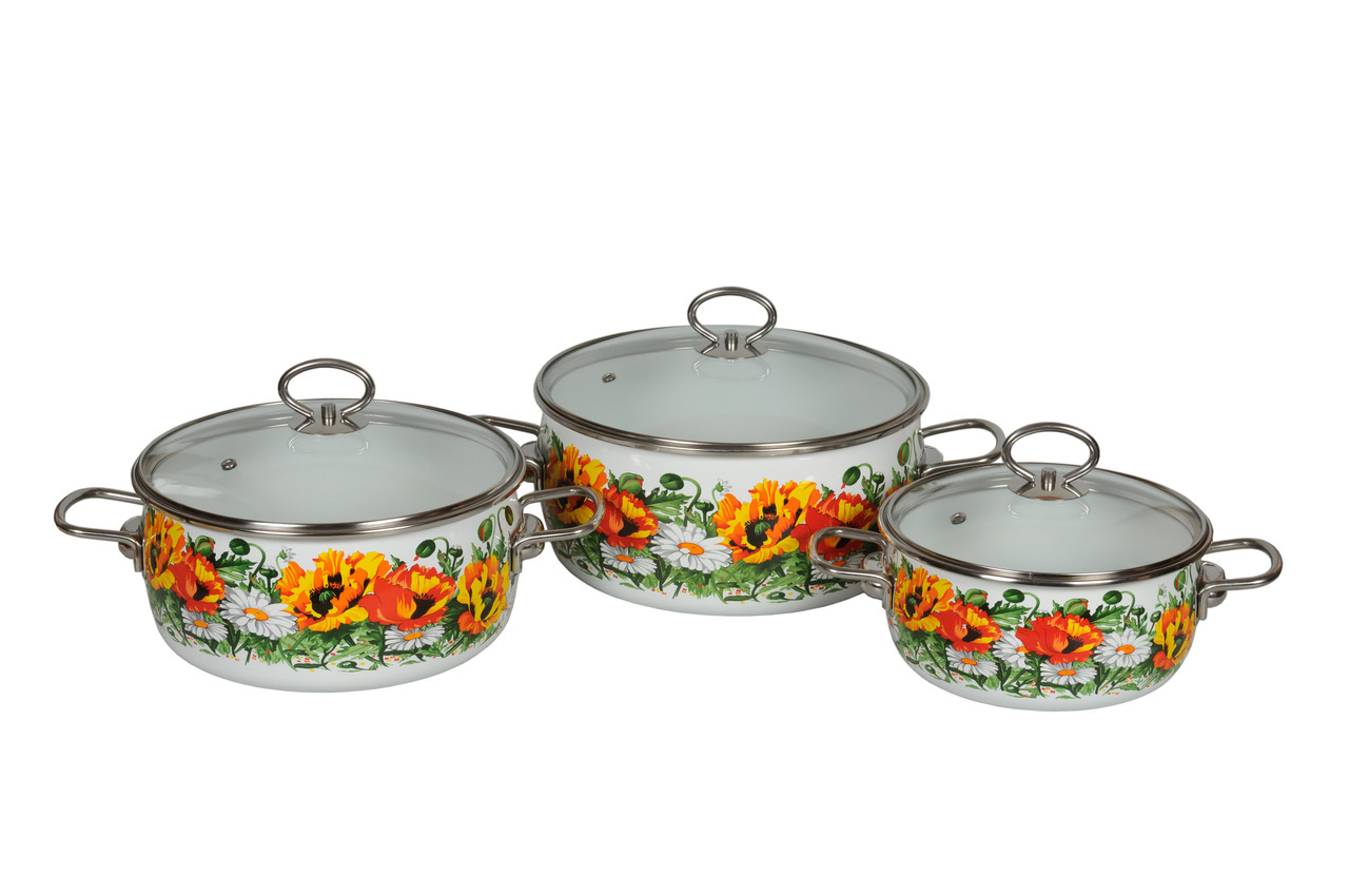 Набор эмалированных кастрюль "Floristeria", №21
