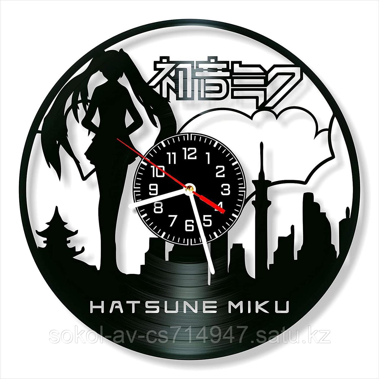 Настенные часы из пластинки, Мику Хацунэ Hatsune Miku, подарок фанатам, любителям, 0433