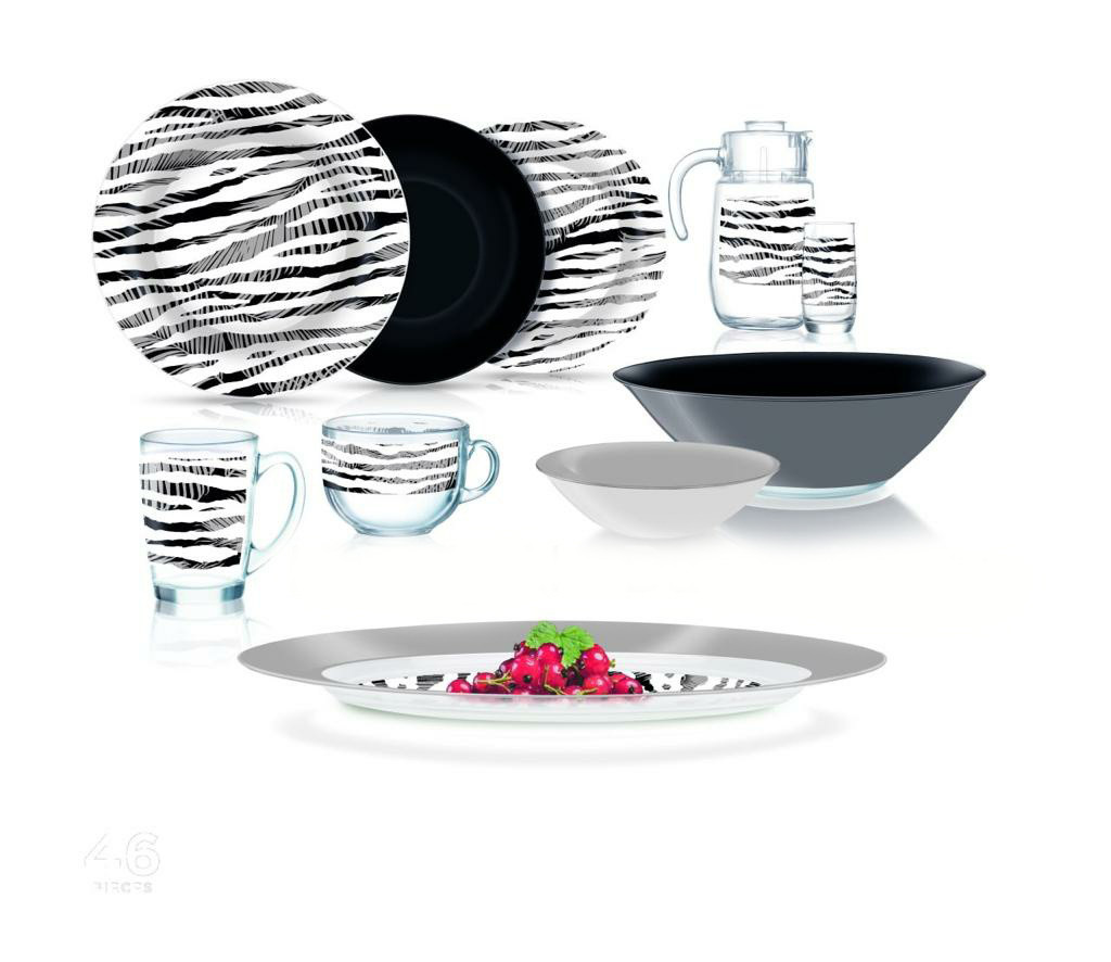 Столовый сервиз Luminarc Junia Black 46 предметов на 6 персон