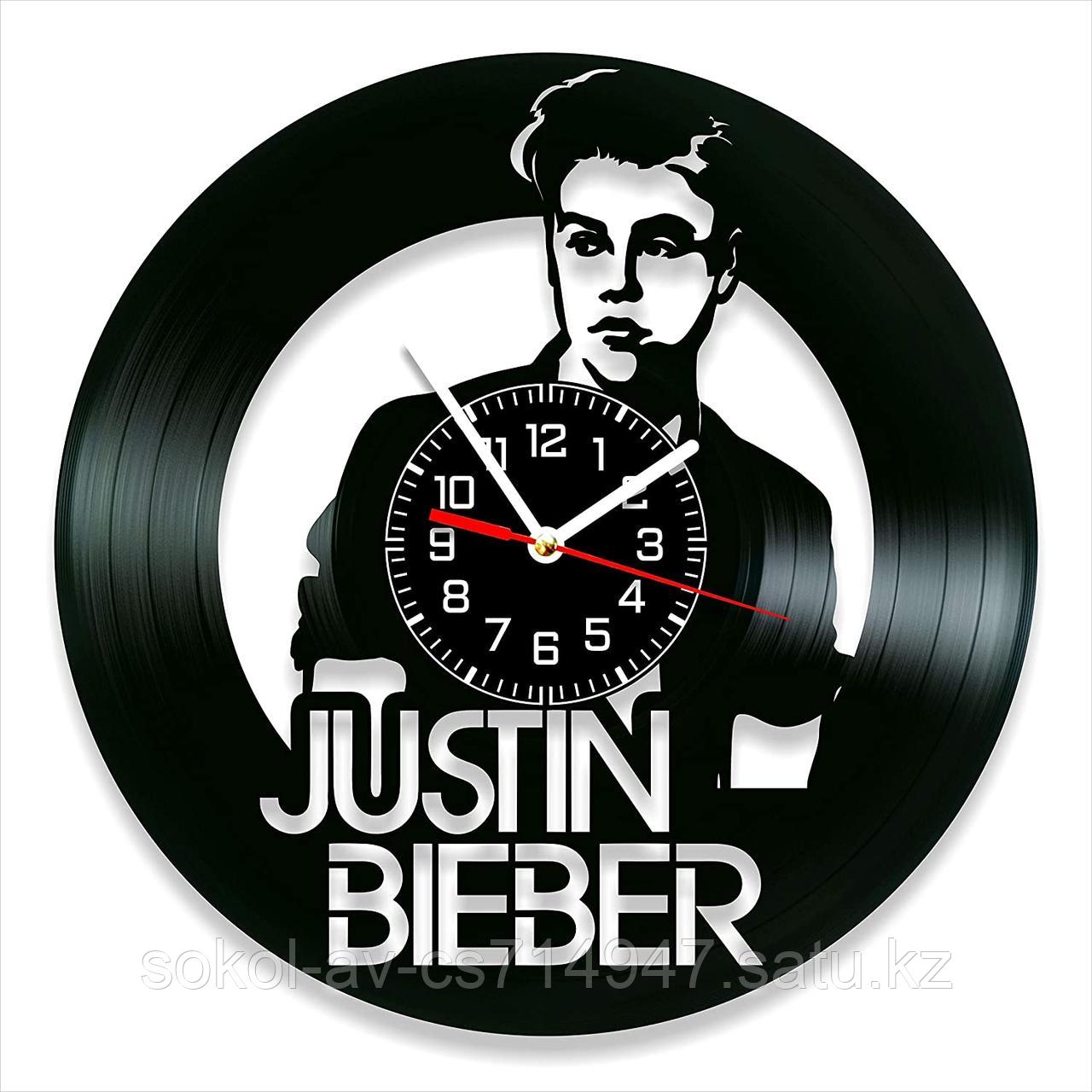 Настенные часы из пластинки, Justin Bieber Джастин Бибер, подарок фанатам, любителям, 0375