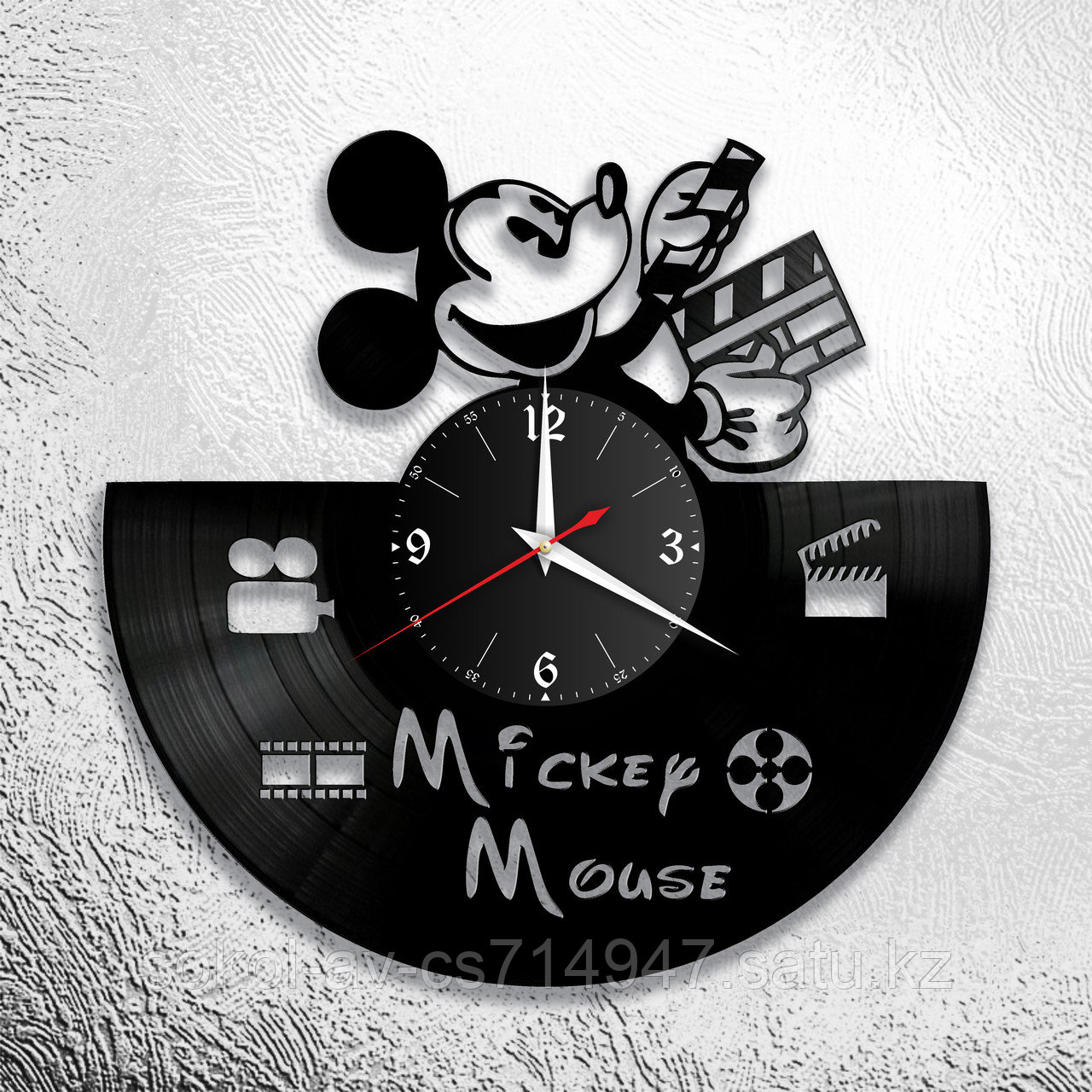 Настенные часы из пластинки Mickey Mouse Микки Маус, подарок детям в детскую комнату, 0022