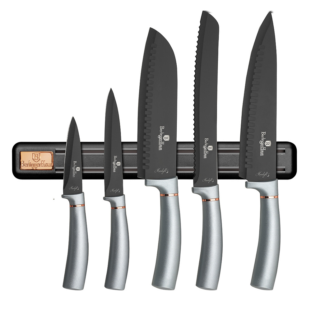 Набор ножей с магнитным держателем Berlinger Haus Metallic Line Moonlight Edition 6 пр. - фото 1 - id-p89538953