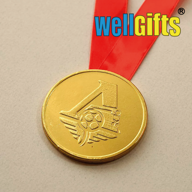 Медаль металлическая золото с лентой - фото 1 - id-p89548459