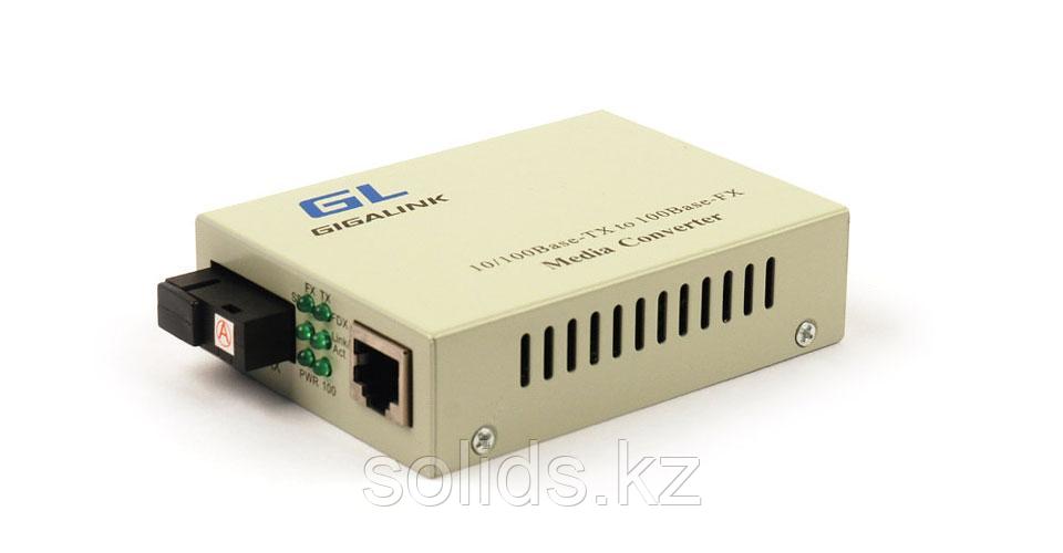 Конвертер GIGALINK UTP 100/1000Мбит/c WDM без LFP, SM, SC, Tx:1310/Rx:1550, 18 дБ (до 20 км)