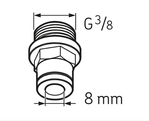 Штуцер для трубки 8 мм с наружной резьбой G3/8