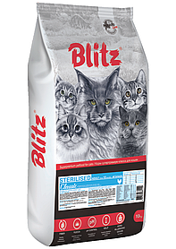 Сухой корм для стерилизованных кошек всех пород Blitz Sterilised Cats с курицей