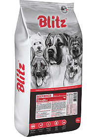 Сухой корм для собак всех пород Blitz Adult Beef & Rice с говядиной и рисом