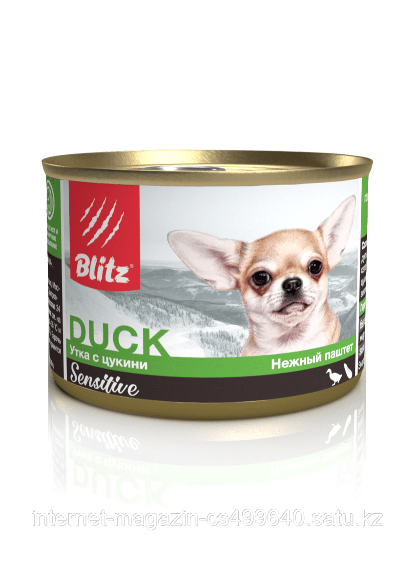 Влажный корм для собак мелких пород всех возрастов Blitz Duck & Zucchini утка с цукини