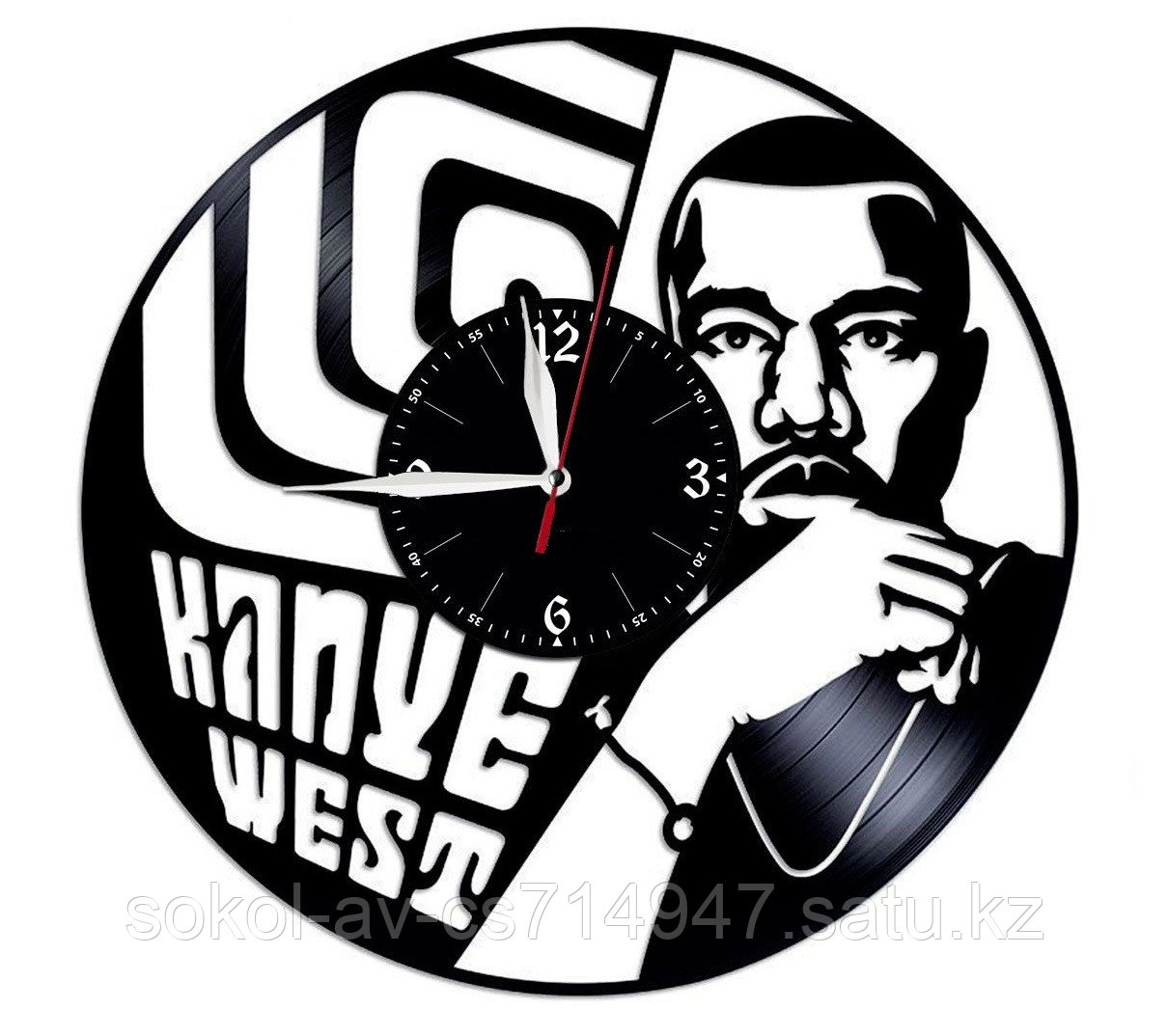 Настенные часы из пластинки, Kanye West Канье Уэст, подарок фанатам, любителям, 1281