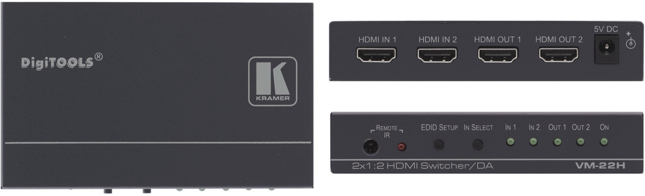 KRAMER VM-22H Усилитель-распределитель 1: 2 HDMI с коммутатором 2х1 - фото 1 - id-p89604632